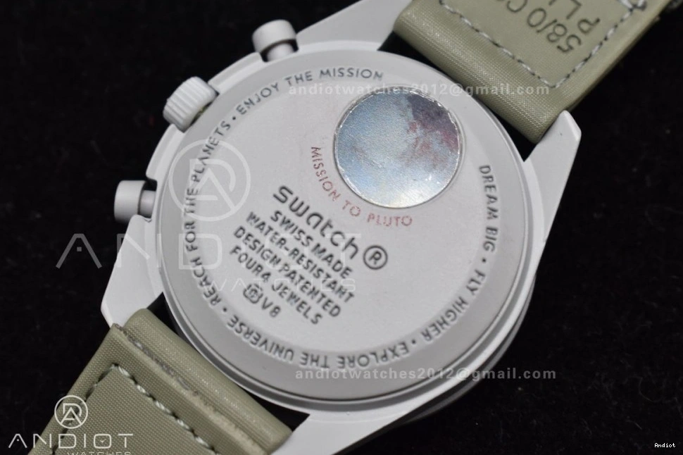 Swatch Strap Mission Moonwatch Omega to Quartz Pluto Nylon x Bioceramic on 0319